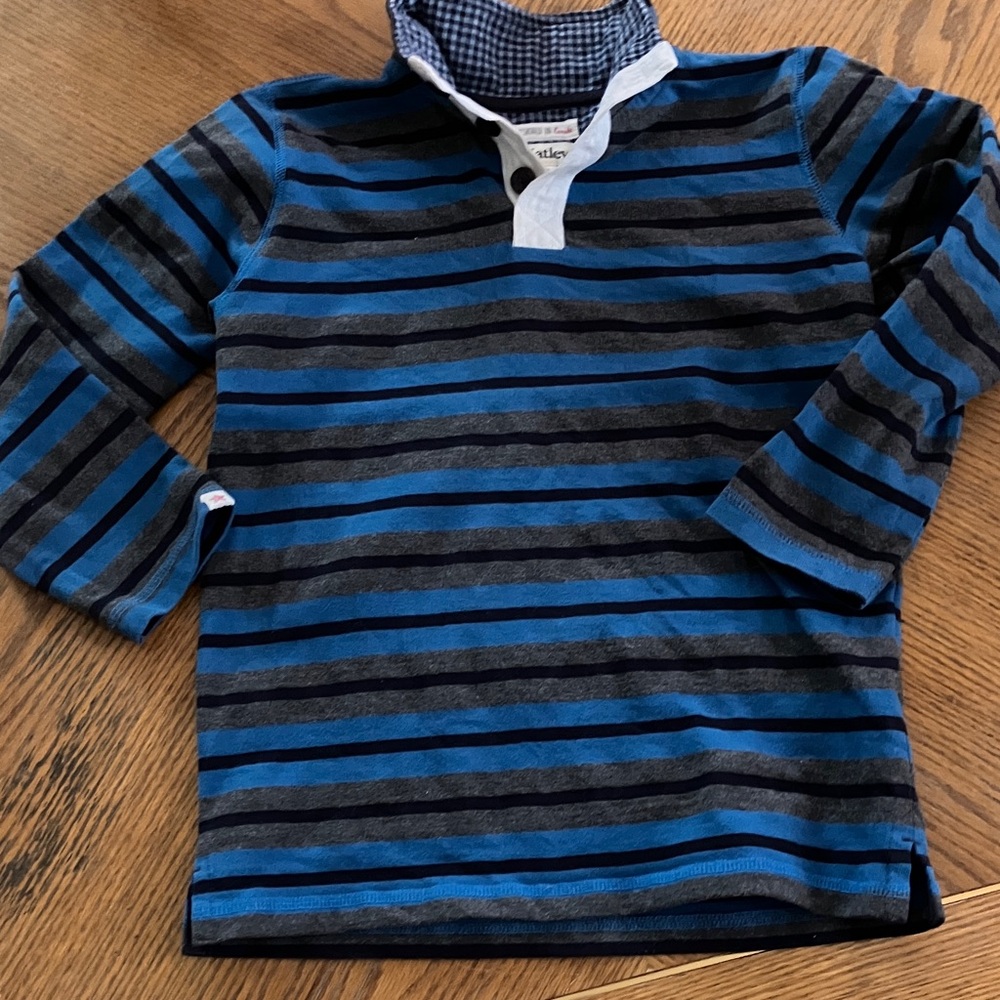 Hatley Blue and Black Striped Kids Sweater